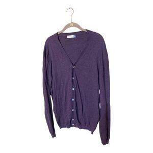 Suit Supply Button Up Cardigan Purple Cotton Cashmere Blend‎ Size XL